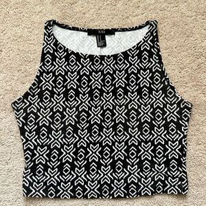 Black and White Aztec Print Crop Top